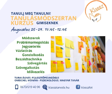 Tanulj meg tanulni - a Klassz Tanodával